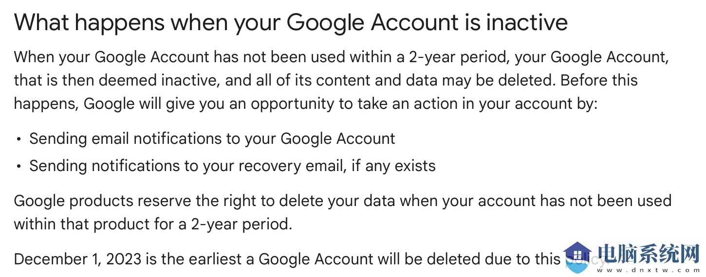 谷歌12 月 1 日起开始清理连续 2 年未
